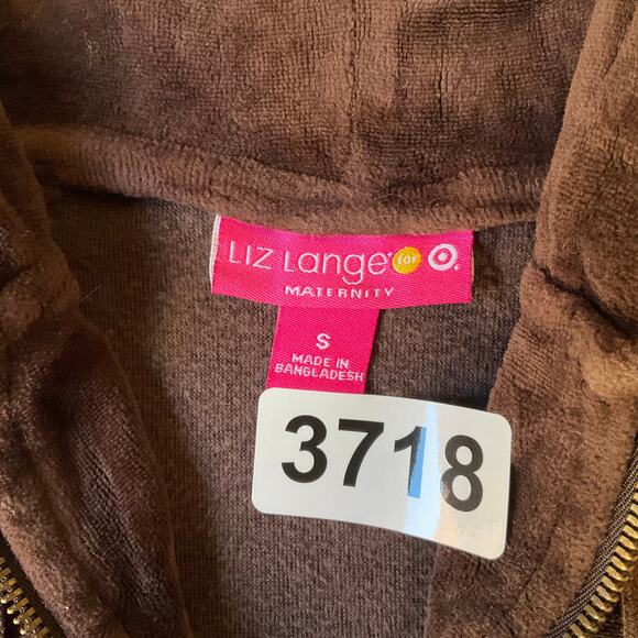 Liz Lange Maternity Women Velvet Jacket size S Full Zip Hooded Earthy Brown - Picture 4 of 7